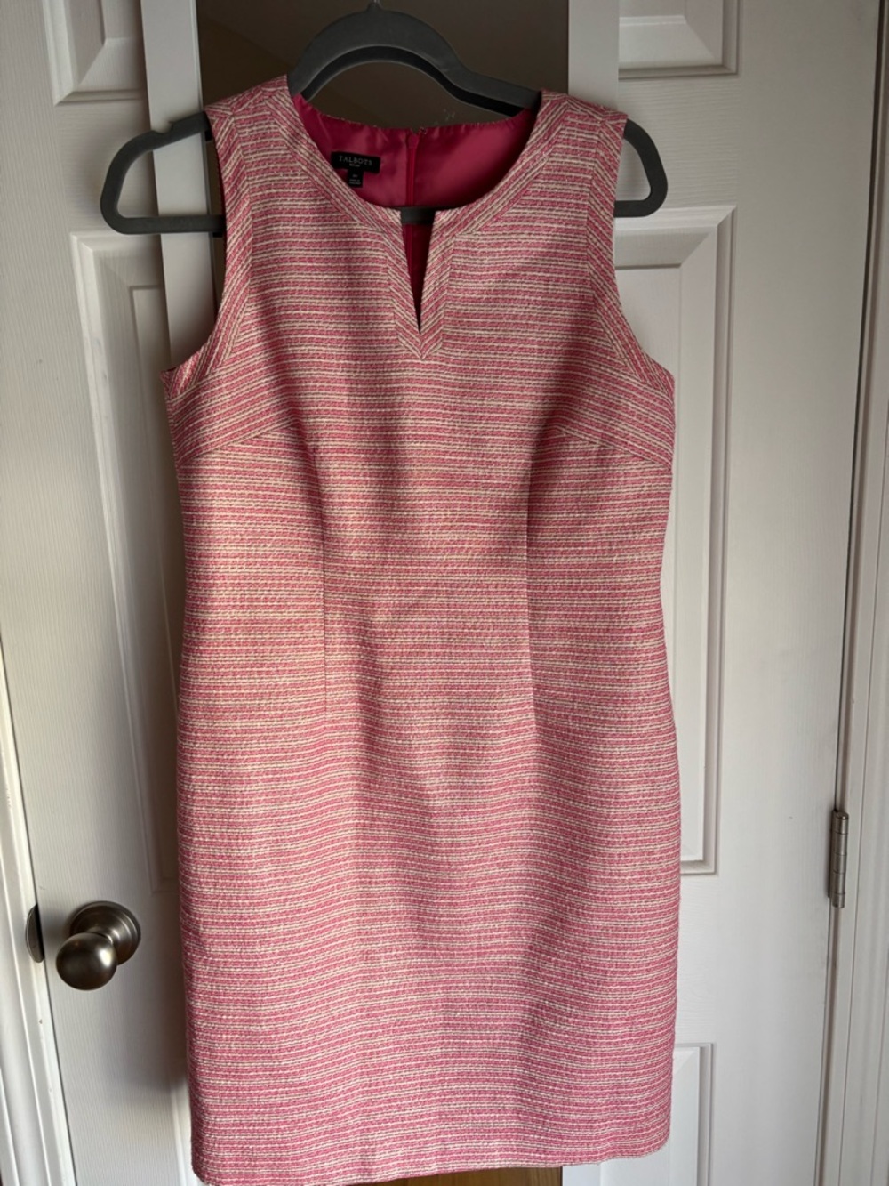 Talbots Pink Textured Sleeveless Midi Shift Dress